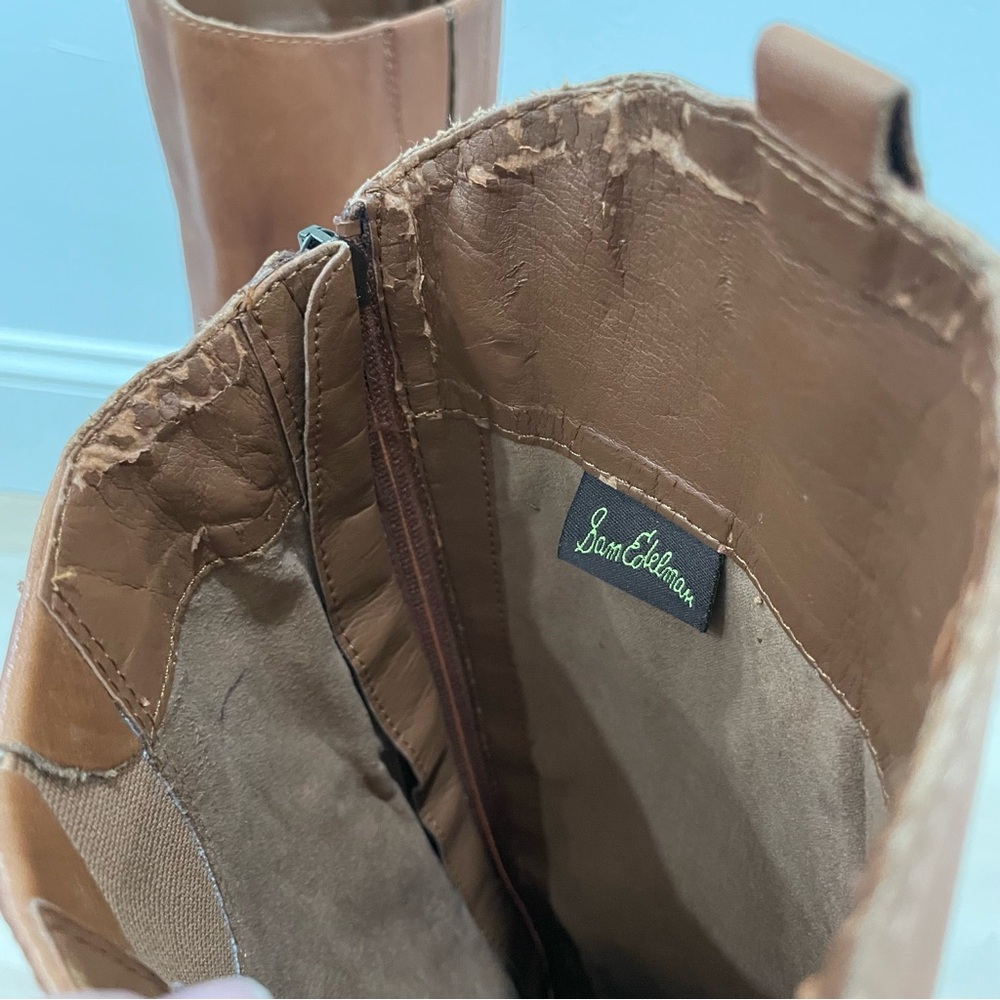 Sam Edelman Women's 9 Penny Riding Boot Whiskey Leather Brown Tan Knee Height - Picture 12 of 16